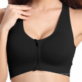 Women zipper front wireless high impact seamless racerback sports bras with Removable cups